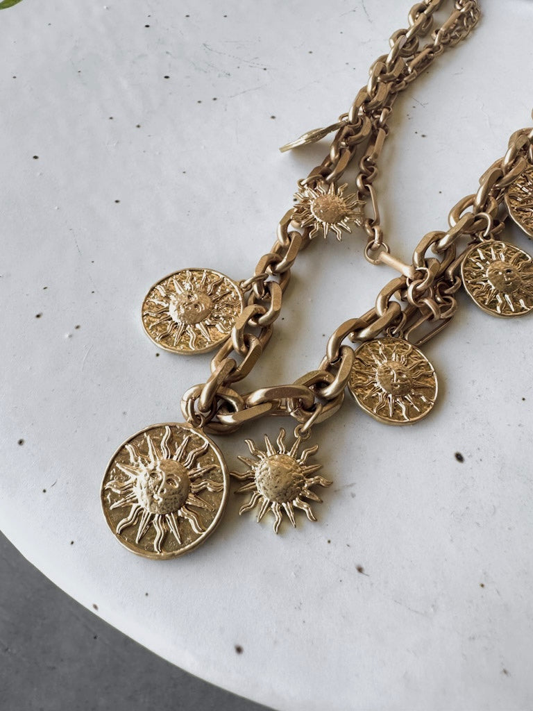Double Chain Sun Necklace
