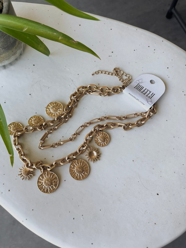 Double Chain Sun Necklace
