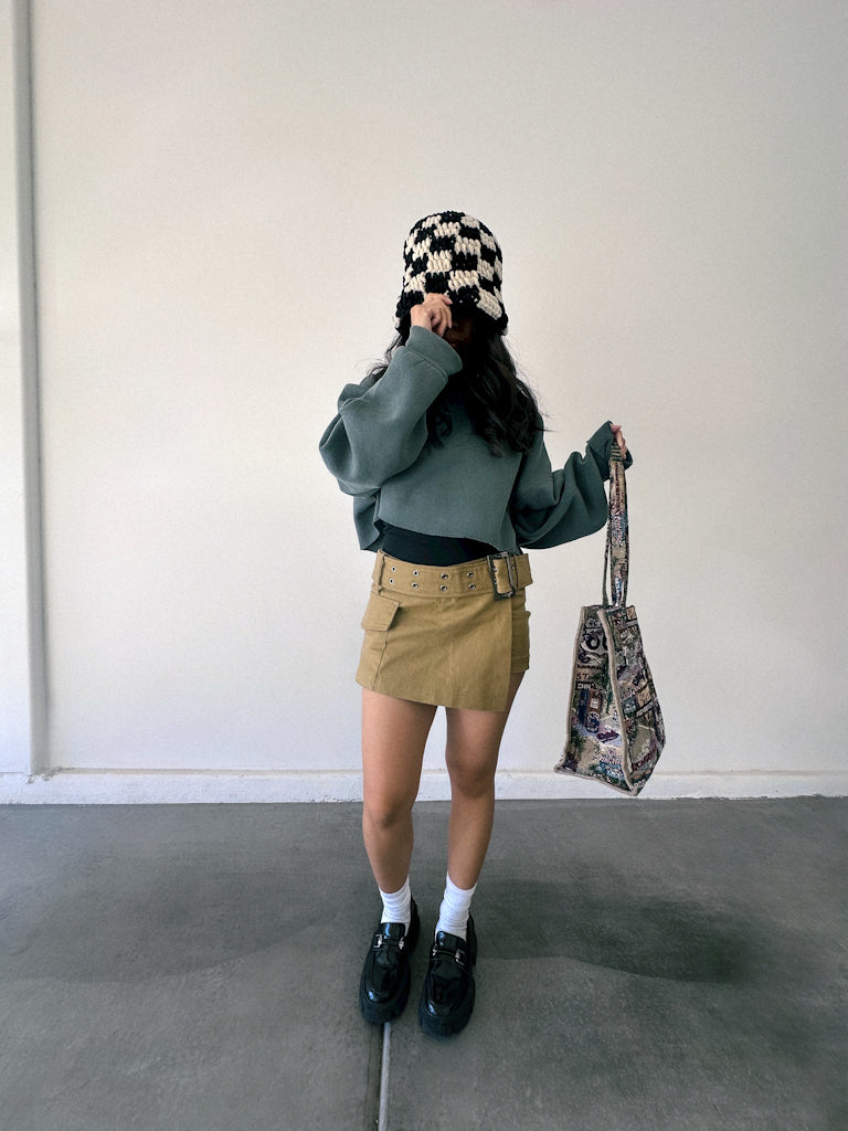 Wide Belted Mini Skort