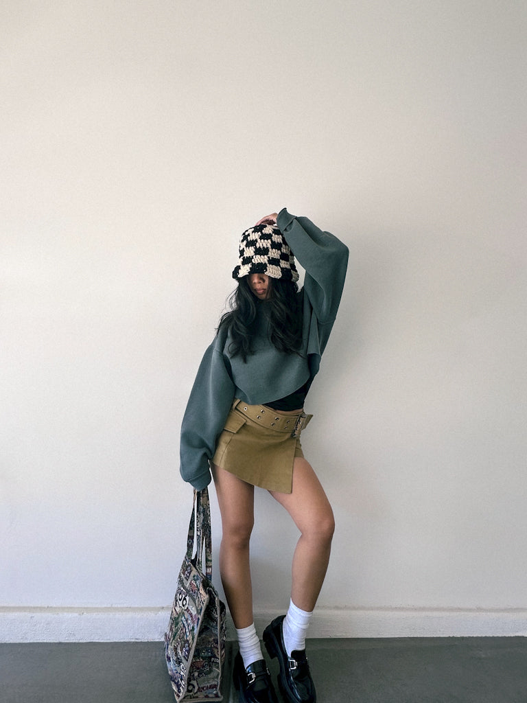 Wide Belted Mini Skort
